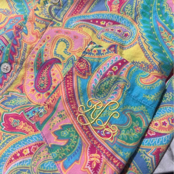Lauren Ralph Lauren Vibrant Paisley Shirt – Multicolor Button Front Tunic - Picture 8 of 8